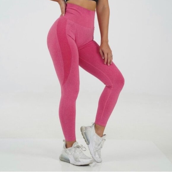 NVGTN Contour Hot Pink /Crimson Heather Seamless High Rise Leggings Size Medium - Picture 1 of 12